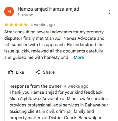 Mian Aqil Nawaz Advocate High Court Bahawalpur