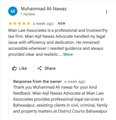 Mian Aqil Nawaz Advocate High Court Bahawalpur